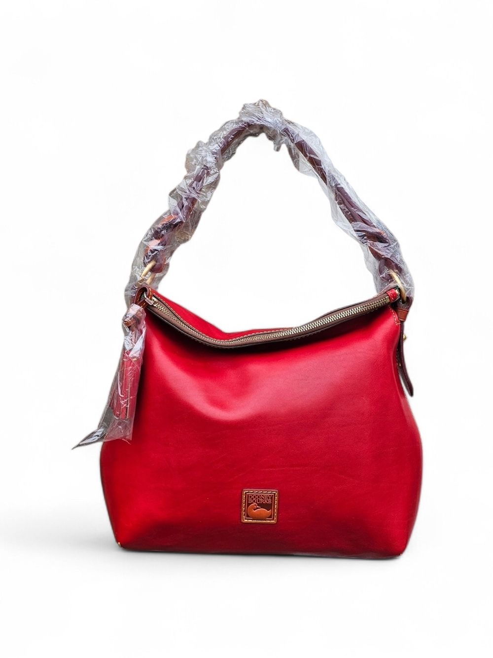 Dooney & Bourke Florentine Twist Strap Red Leather Hobo Bag